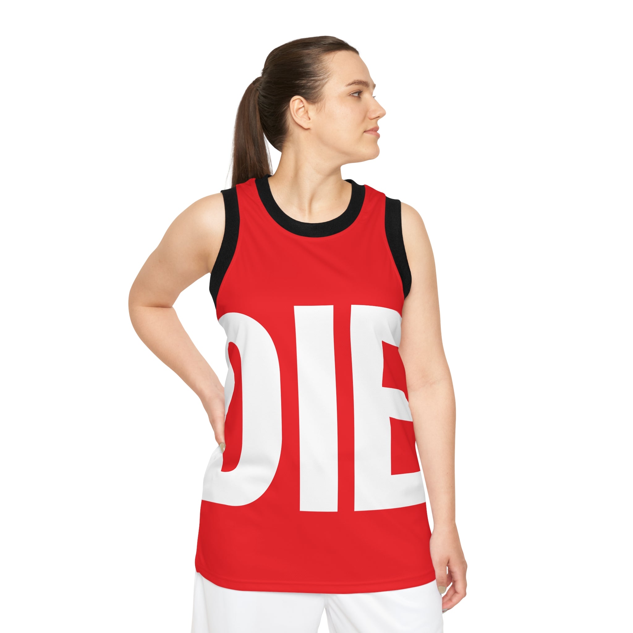 DIE | White on Red | Basketball Jersey (AOP)