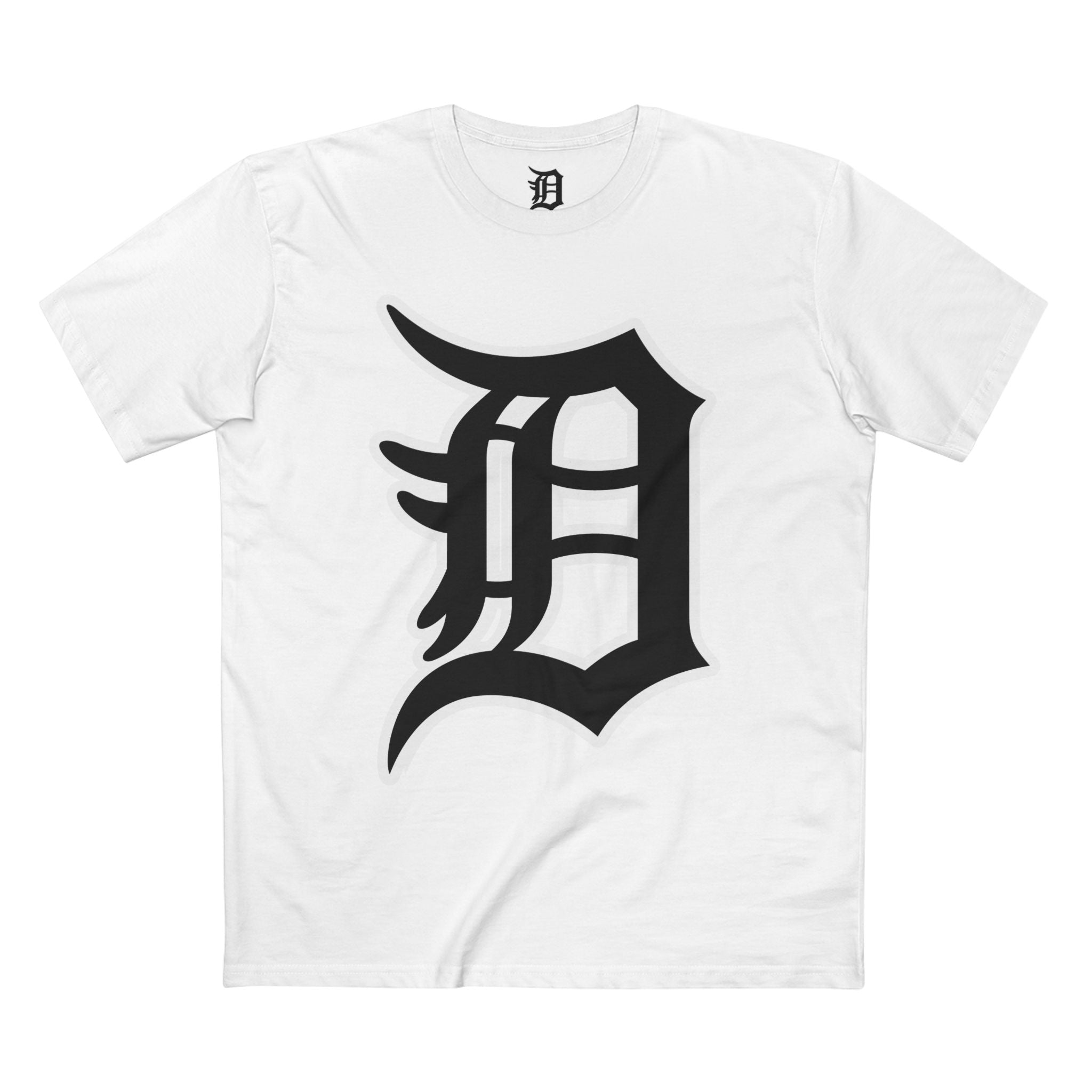 DETROIT RAVERS | BIG WHITE D | MED WEIGHT (180GSM) T-SHIRT