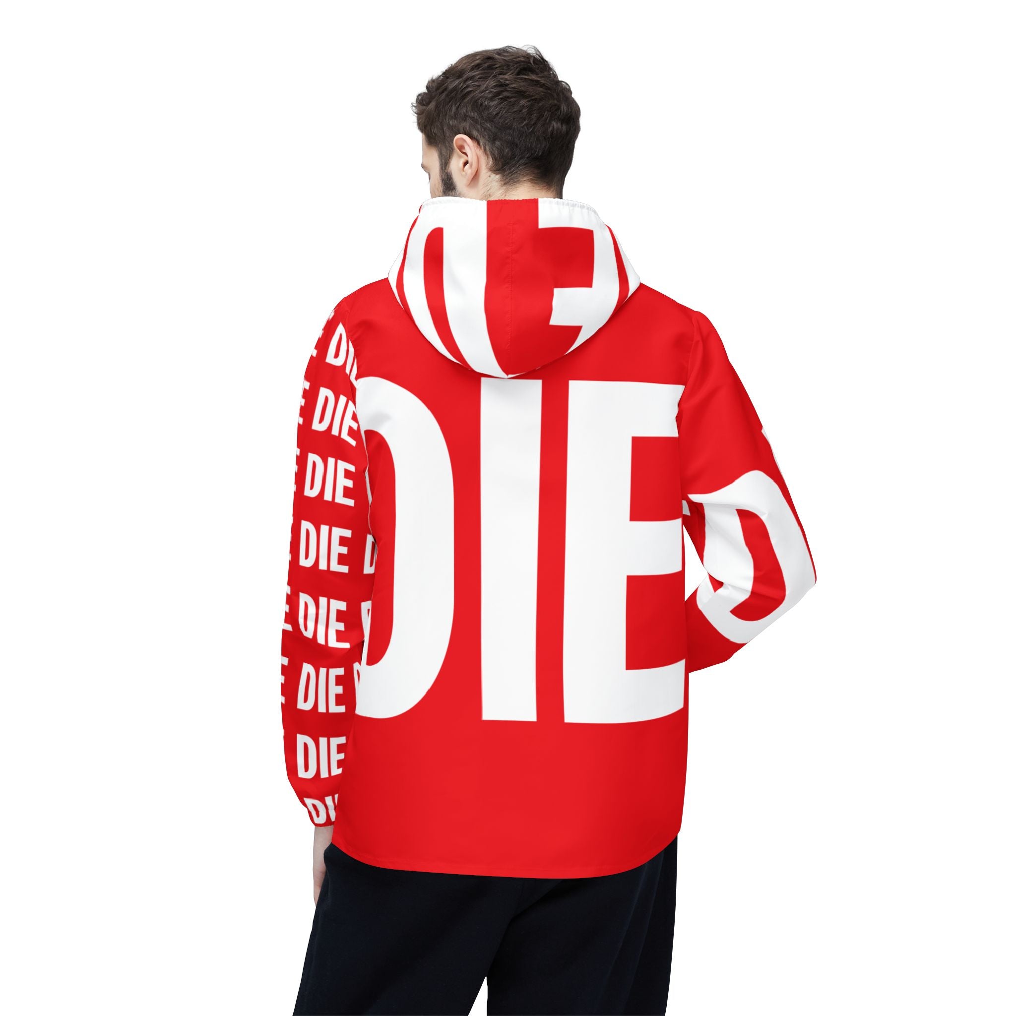 DIE | White on Red | BOLD Windbreaker Jacket (AOP)