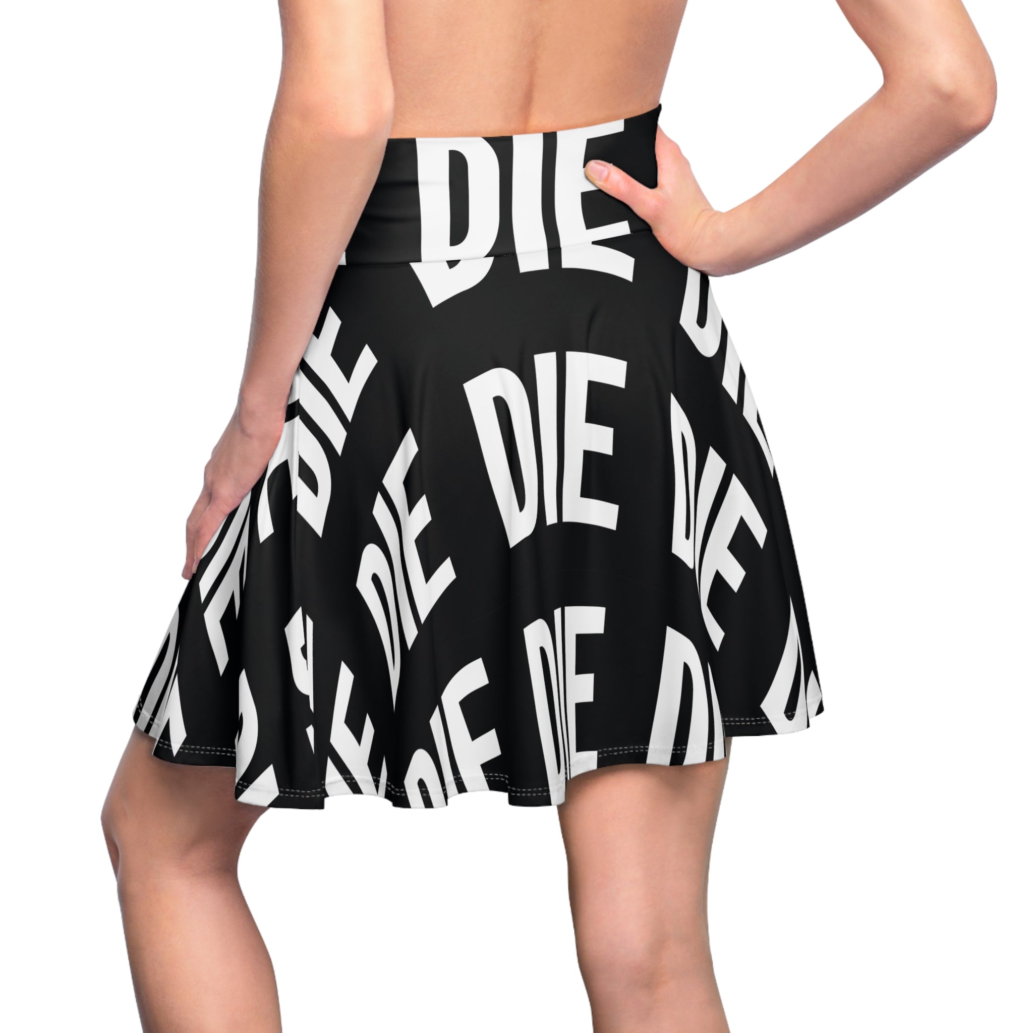 DIE | WHT/BLK | (AOP) SKATER SKIRT
