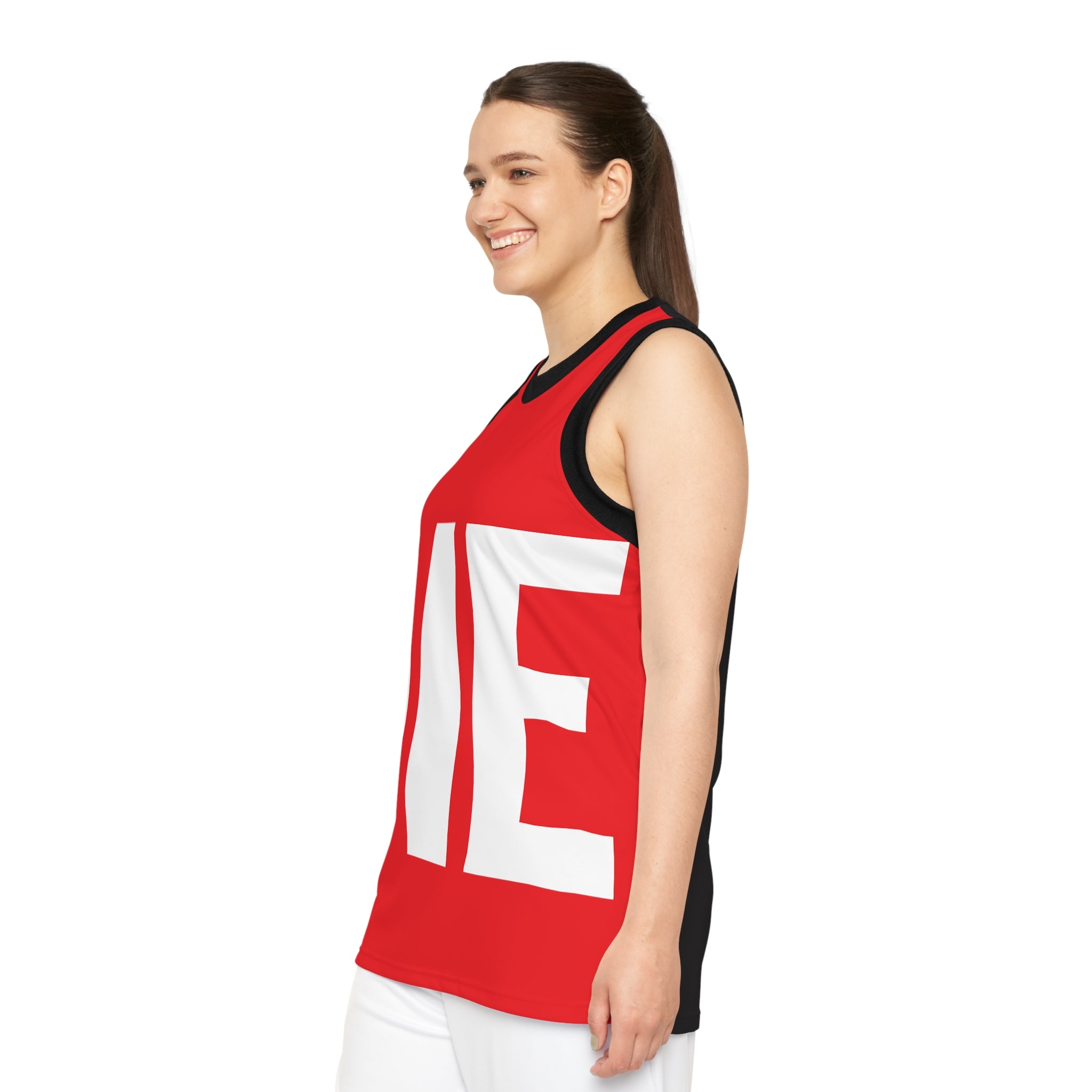 DIE | White on Red | Basketball Jersey (AOP)