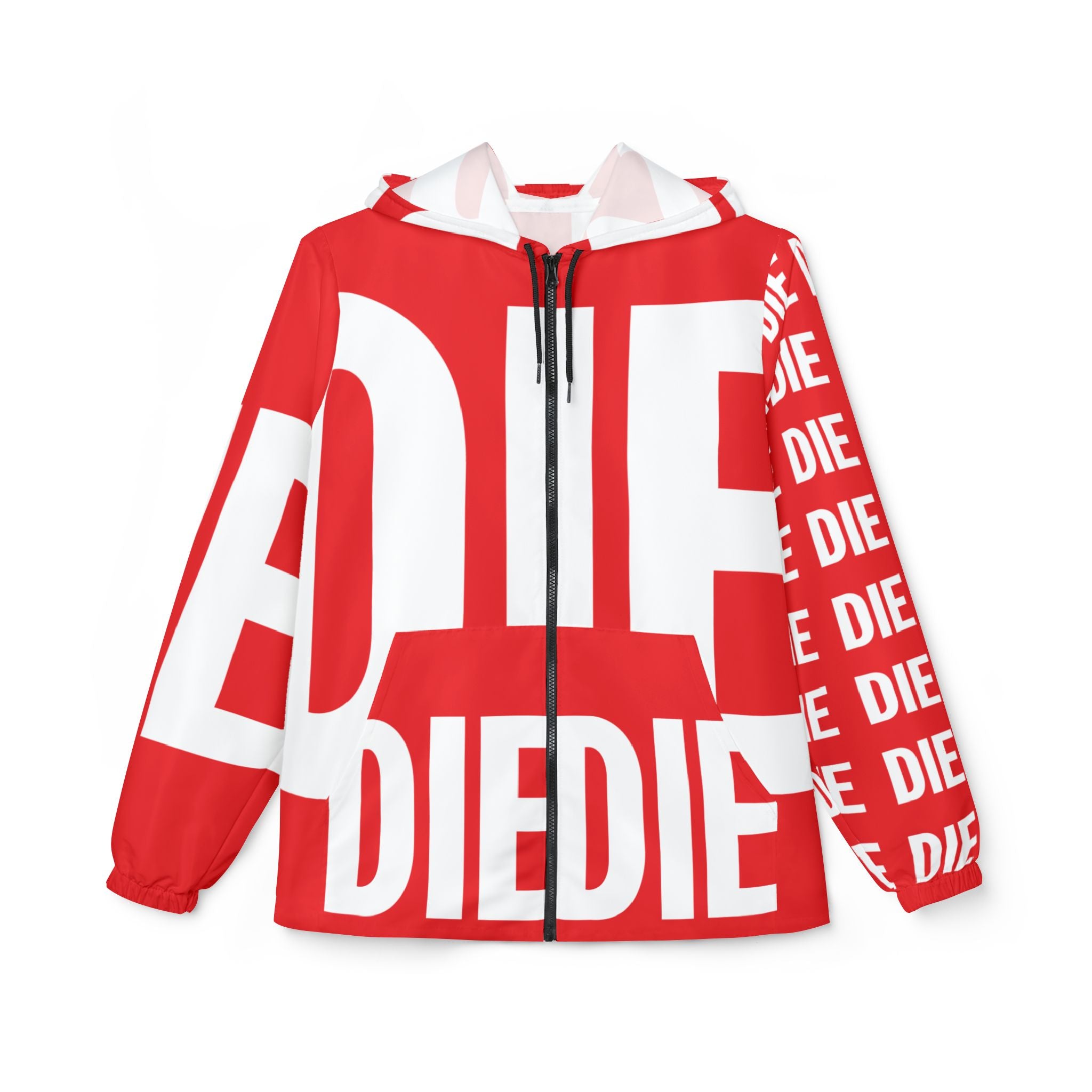 DIE | White on Red | BOLD Windbreaker Jacket (AOP)