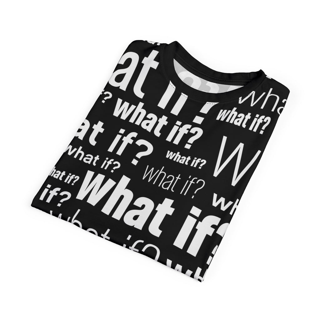 What If? Tee | White on Black | All Over Print (AOP) T-Shirt