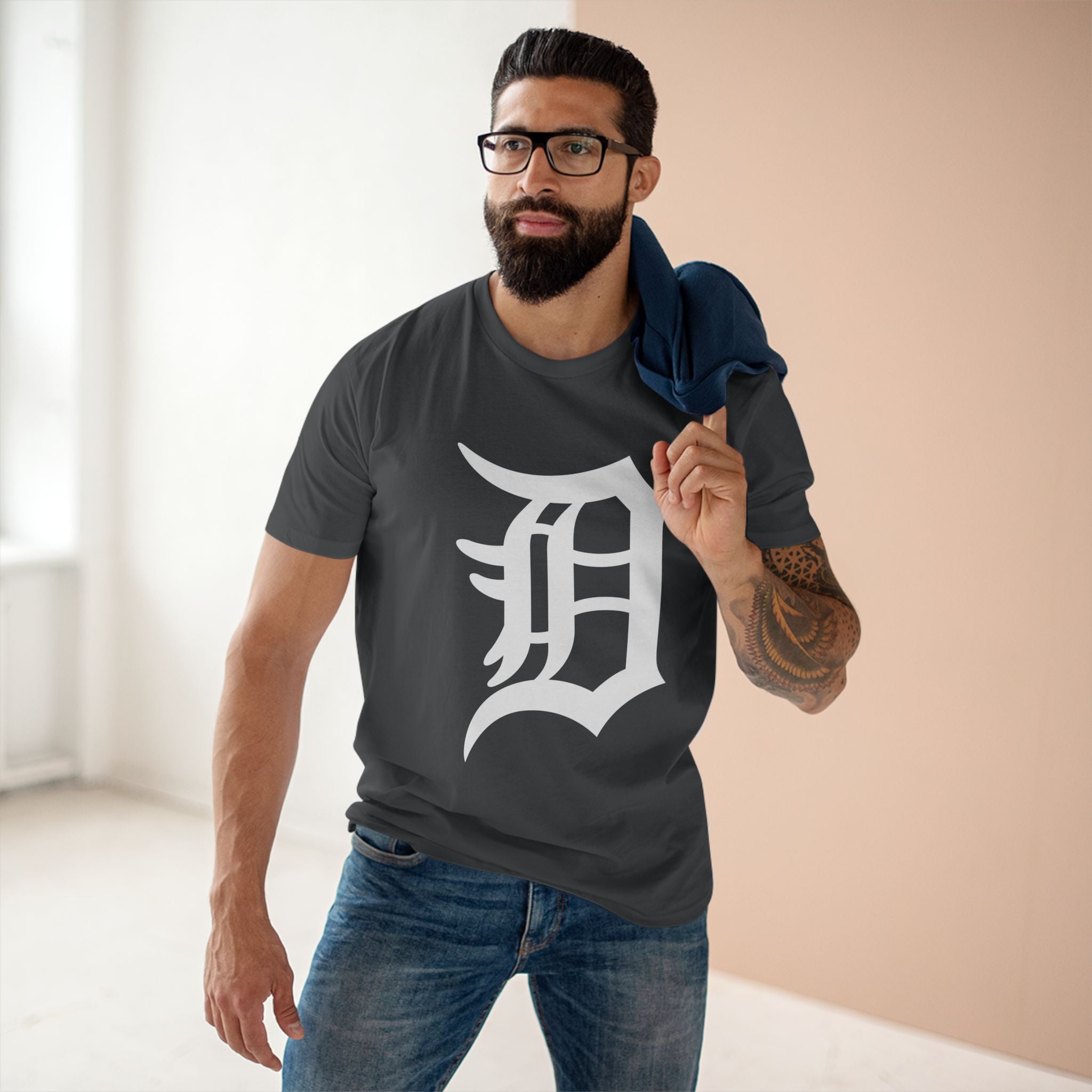 DETROIT RAVERS | BIG WHITE D | MED WEIGHT (180GSM) T-SHIRT