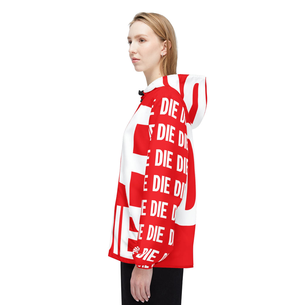 DIE | White on Red | BOLD Windbreaker Jacket (AOP)