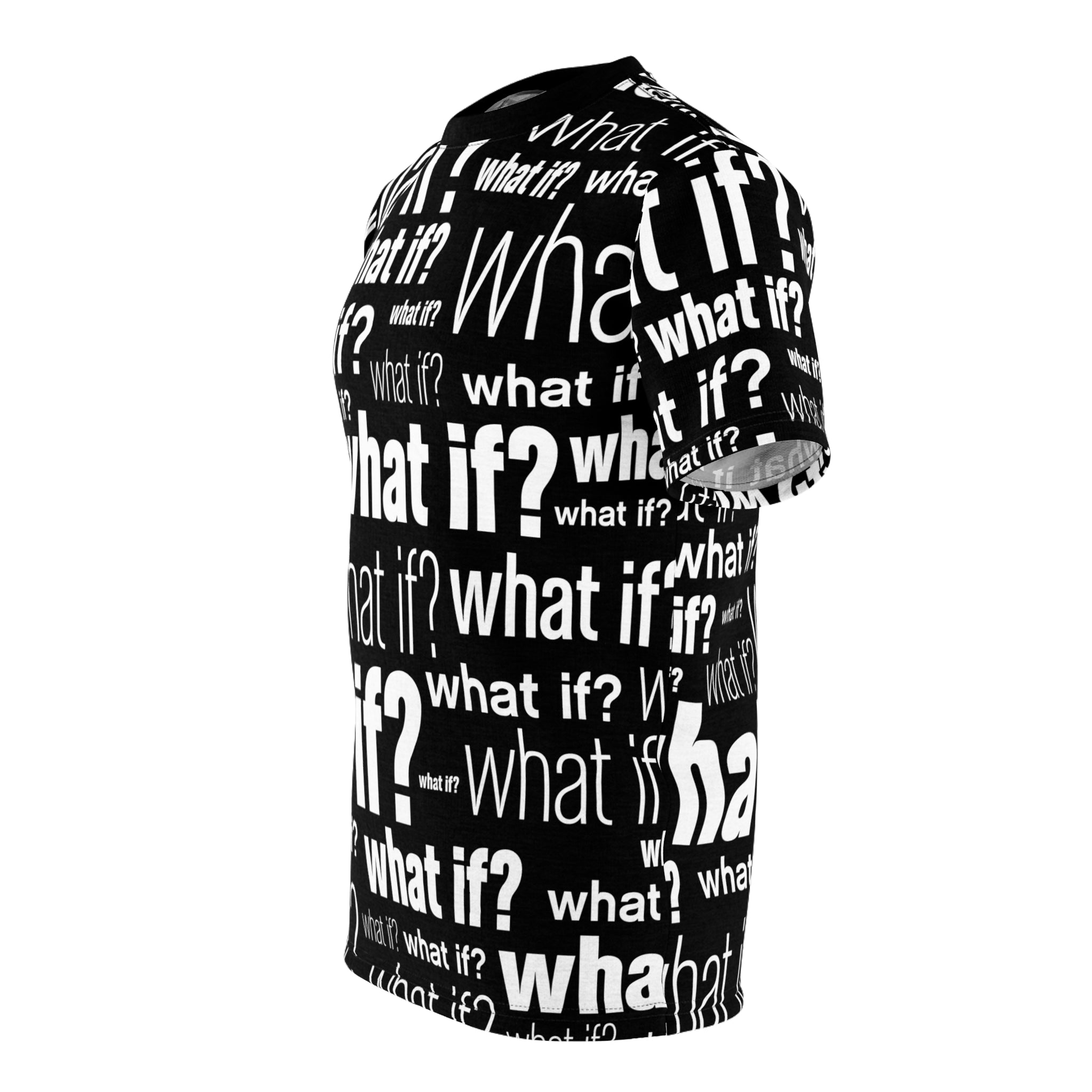 What If? Tee | White on Black | All Over Print (AOP) T-Shirt