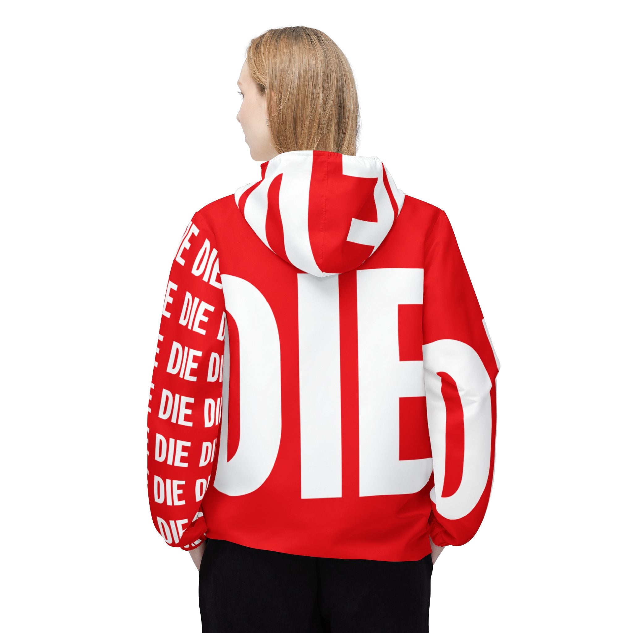 DIE | White on Red | BOLD Windbreaker Jacket (AOP)