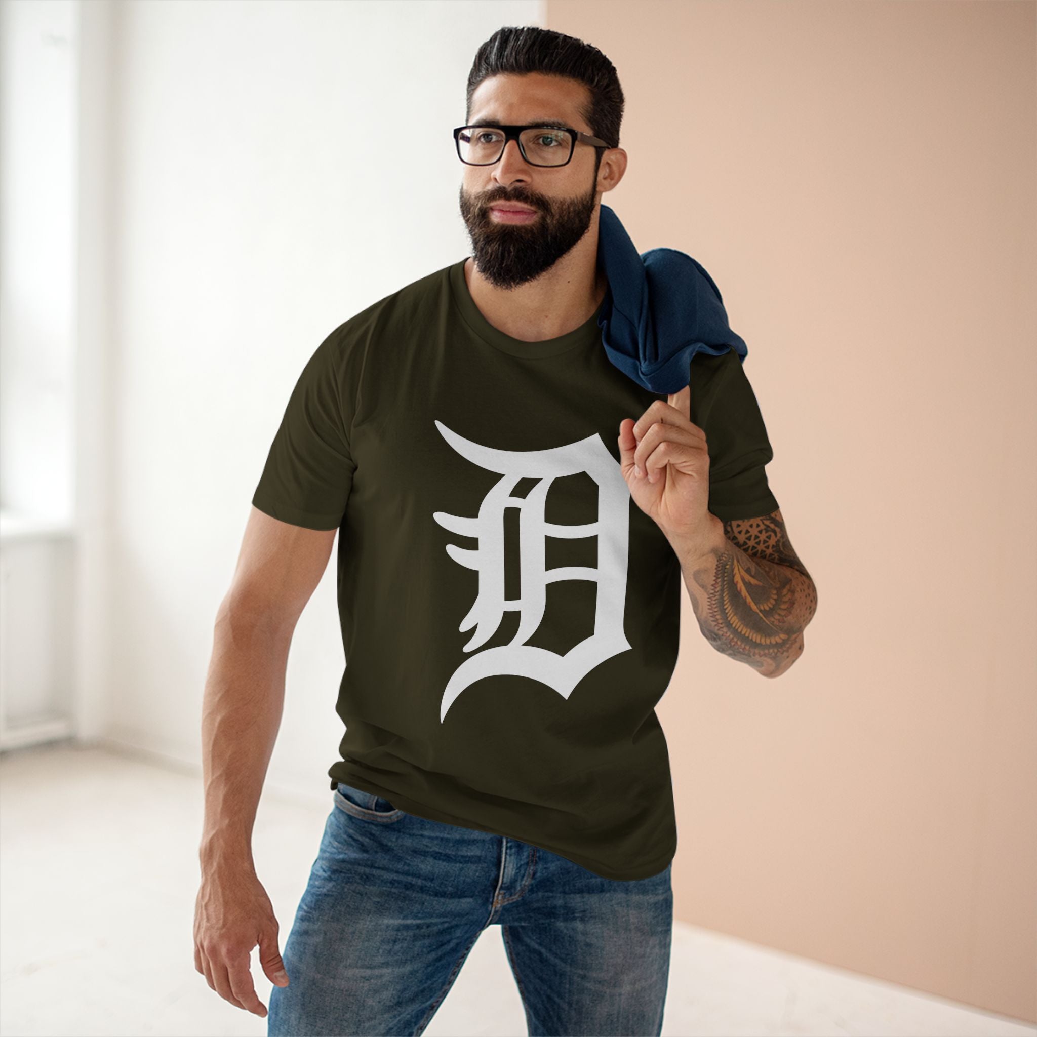DETROIT RAVERS | BIG WHITE D | MED WEIGHT (180GSM) T-SHIRT