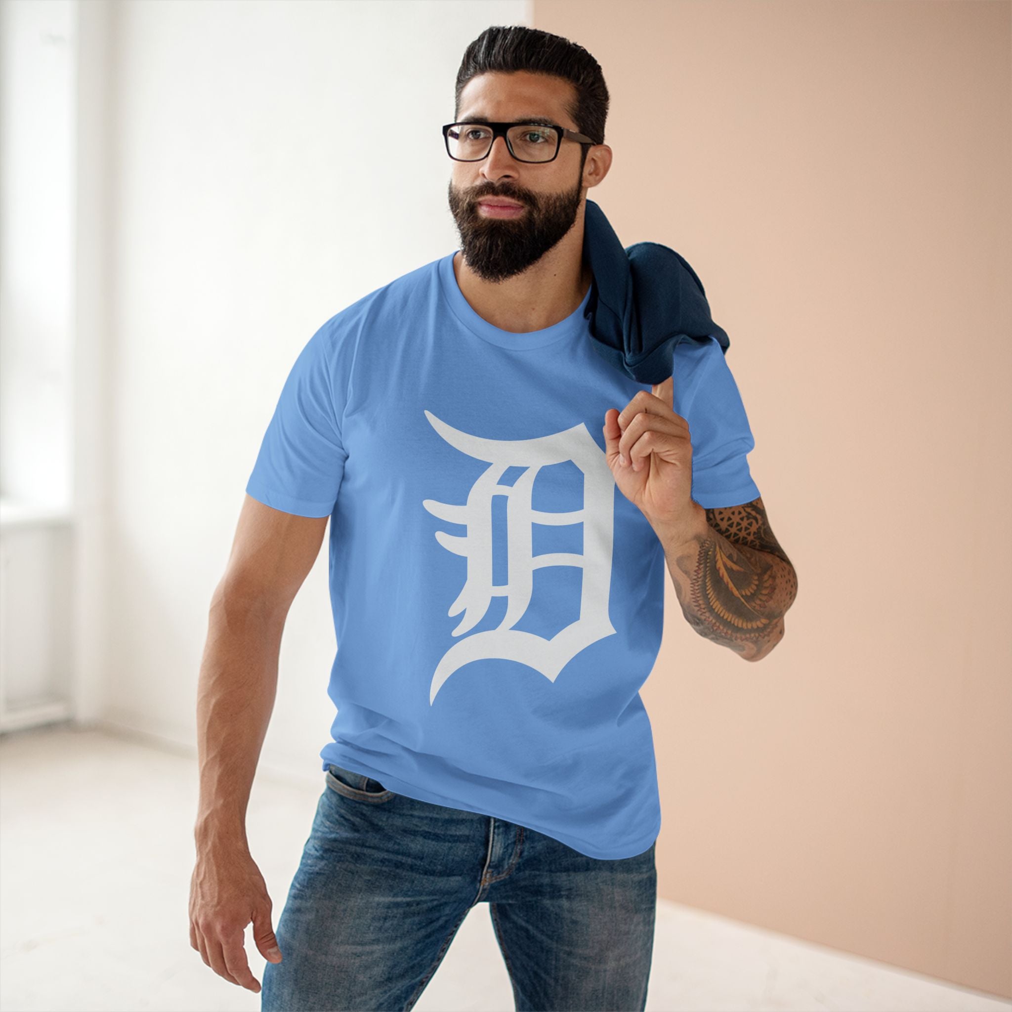 DETROIT RAVERS | BIG WHITE D | MED WEIGHT (180GSM) T-SHIRT