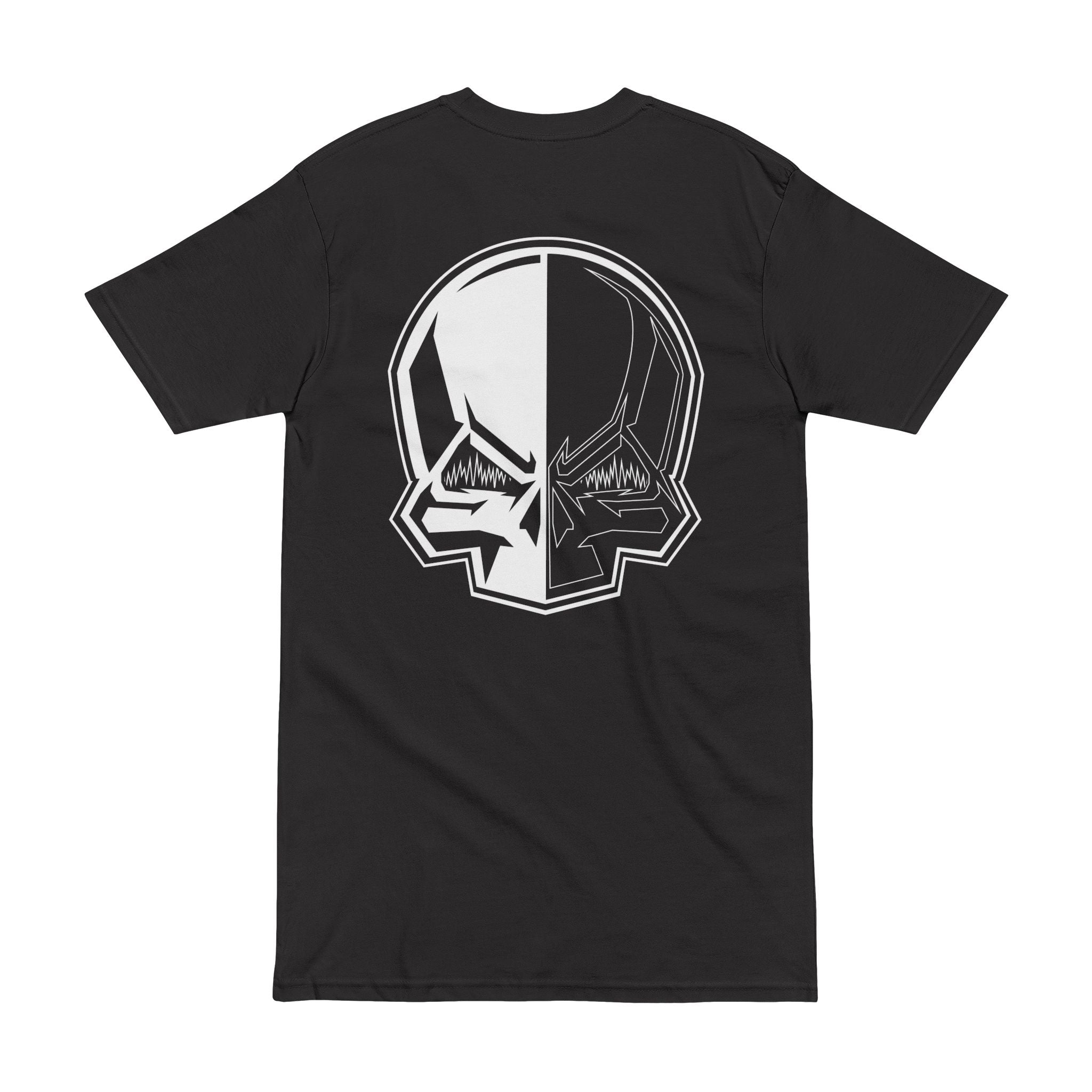 SYROUS | Skull Standard | Wht on BLK | (220gsm) Heavyweight Men's T-Shirt