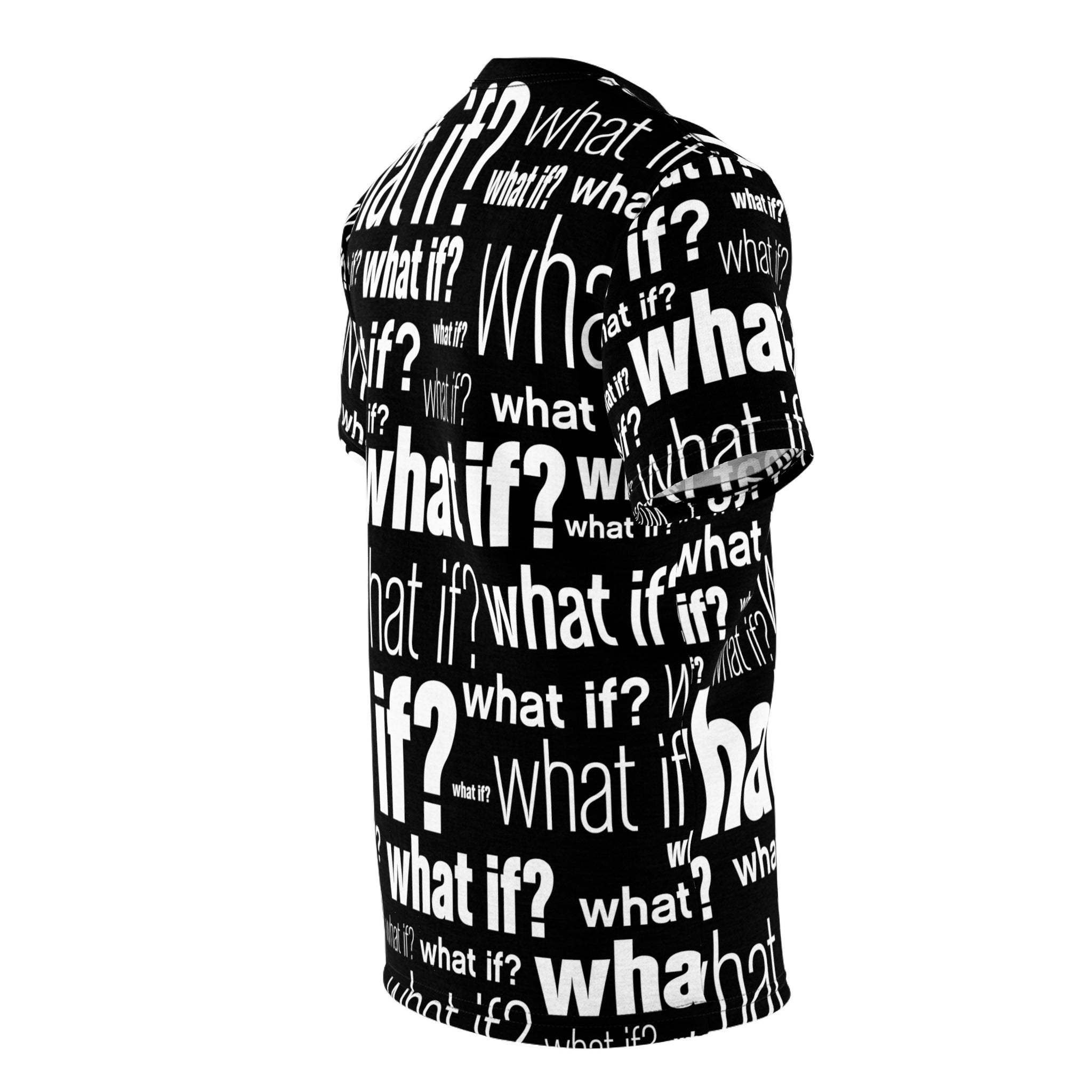 What If? Tee | White on Black | All Over Print (AOP) T-Shirt
