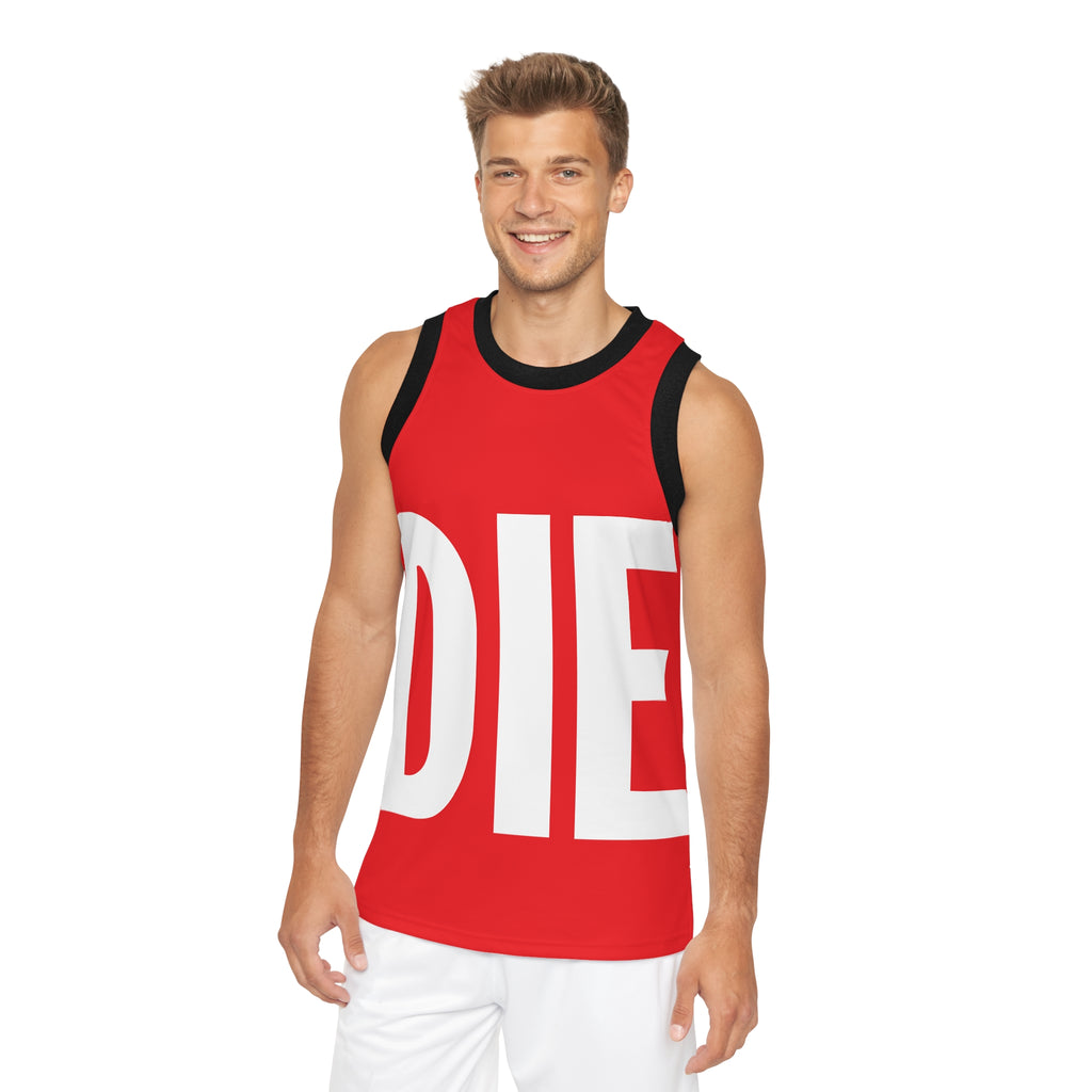 DIE | White on Red | Basketball Jersey (AOP)