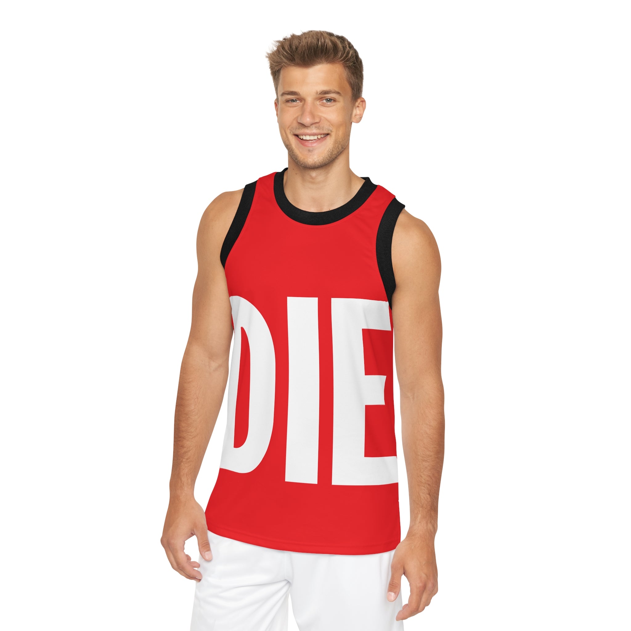 DIE | White on Red | Basketball Jersey (AOP)