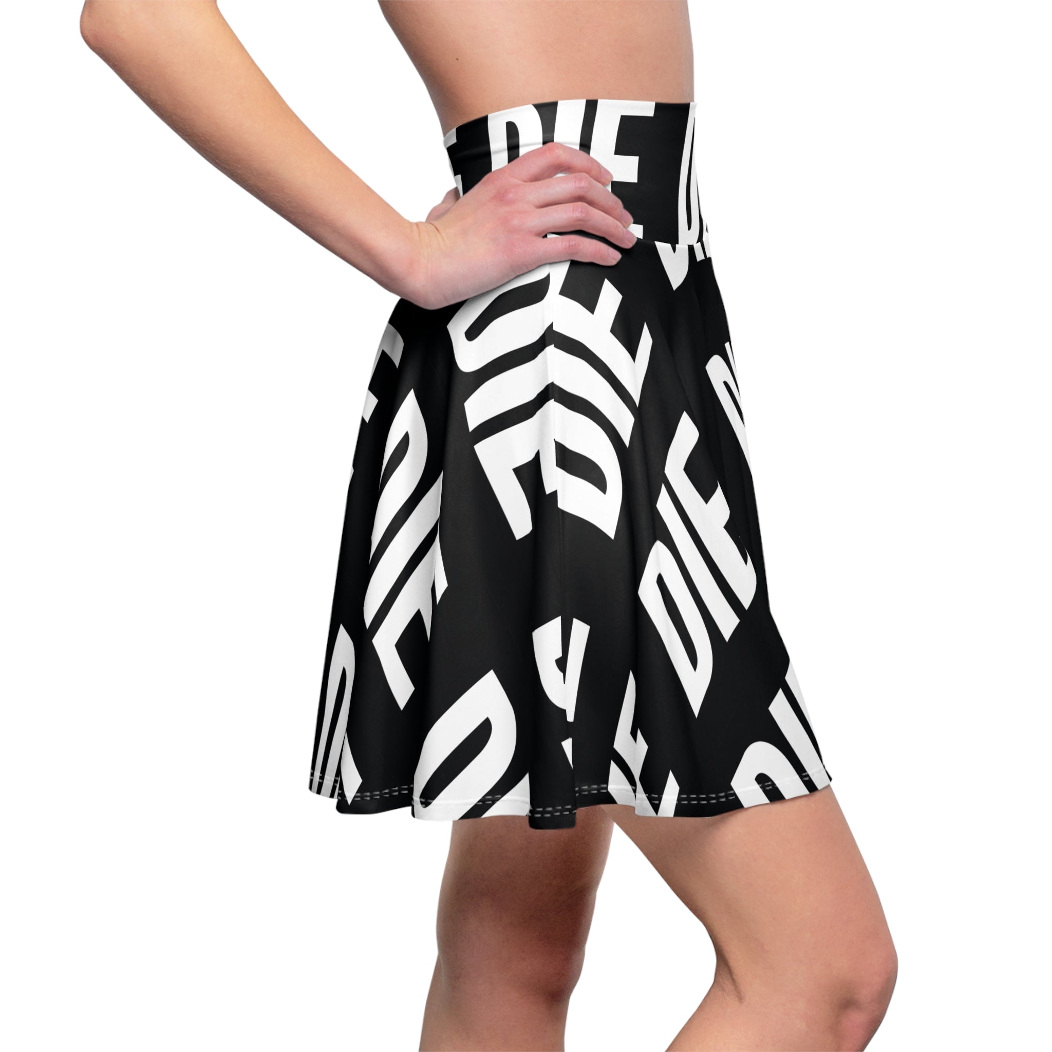DIE | WHT/BLK | (AOP) SKATER SKIRT